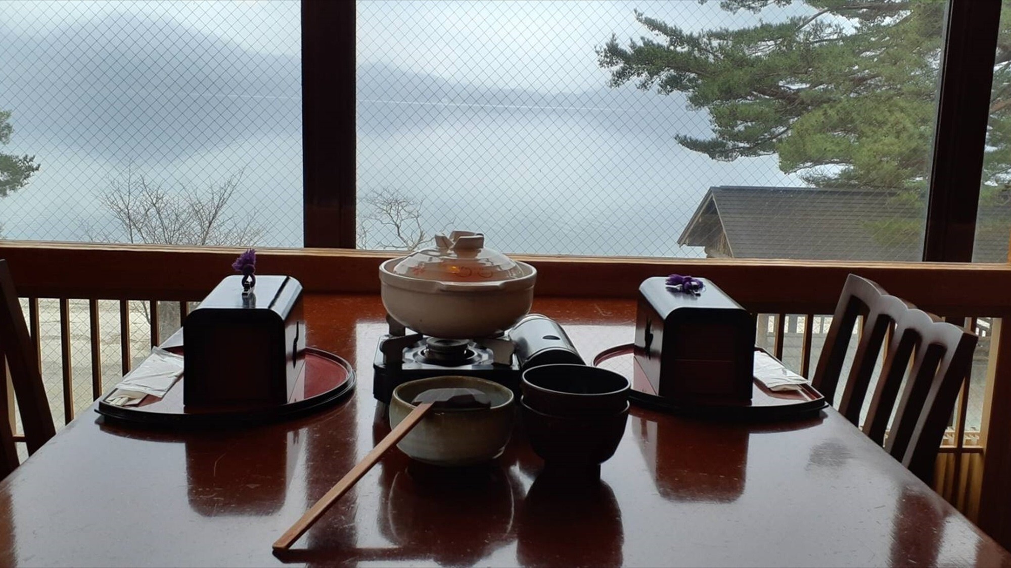 朝食一例｜田沢湖を一望する絶景宿