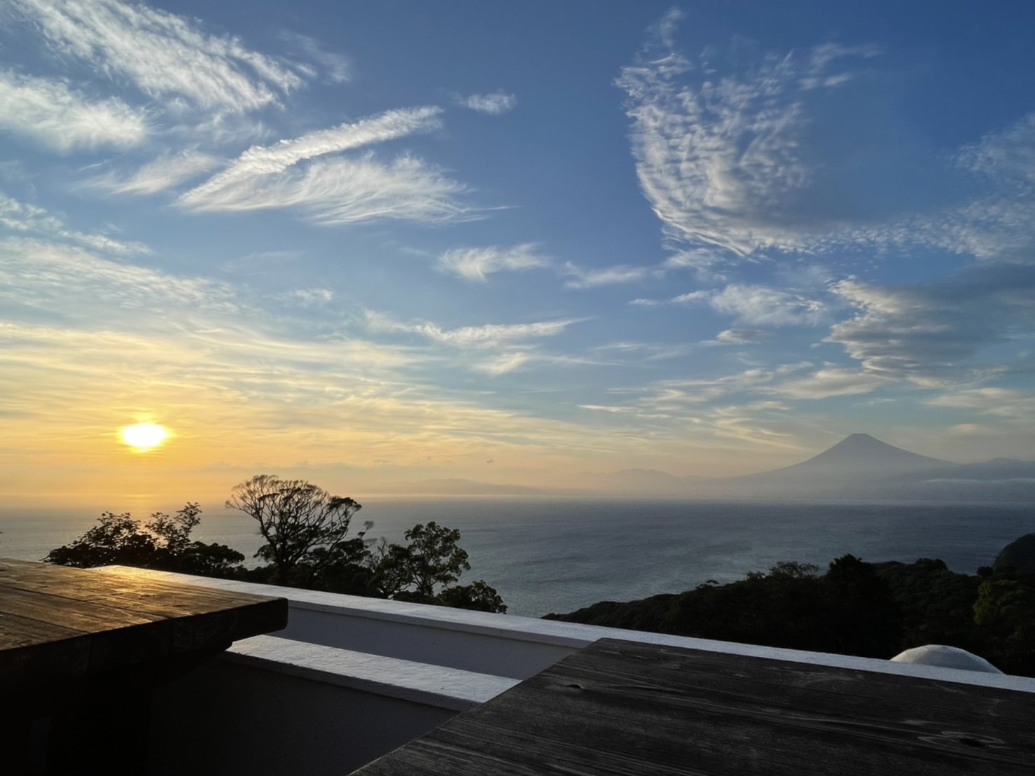 富士山と夕陽