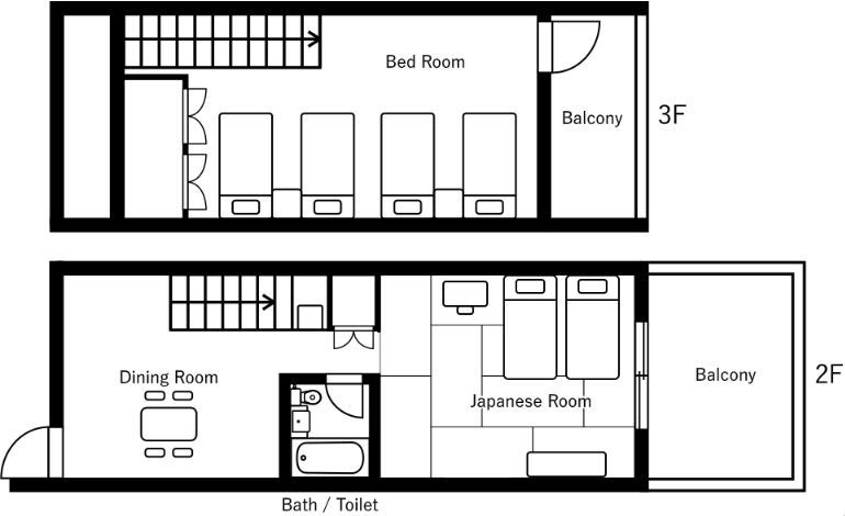 和洋室メゾネットルーム間取り図