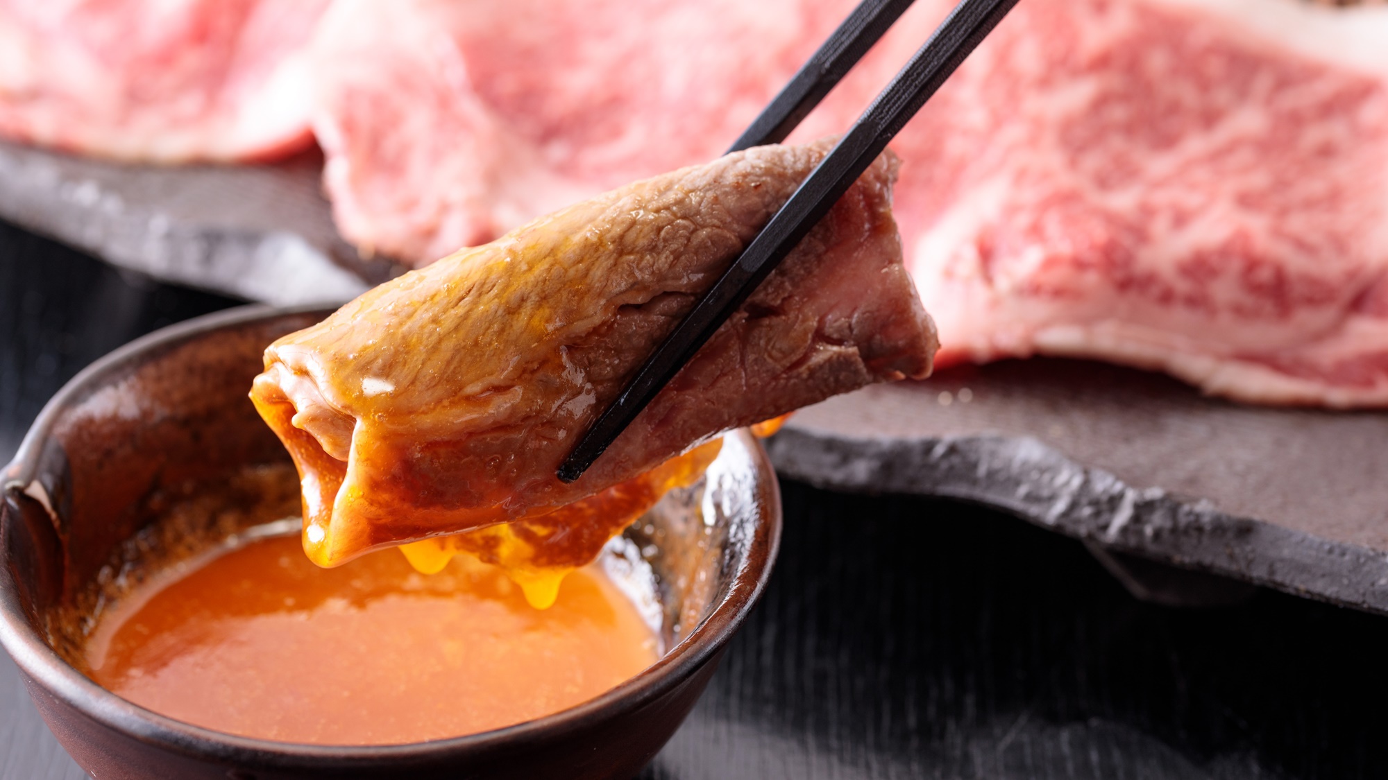 *【鎌倉プレミアム会席】国産牛の焼きしゃぶ／上質なお肉の旨味をお愉しみください。