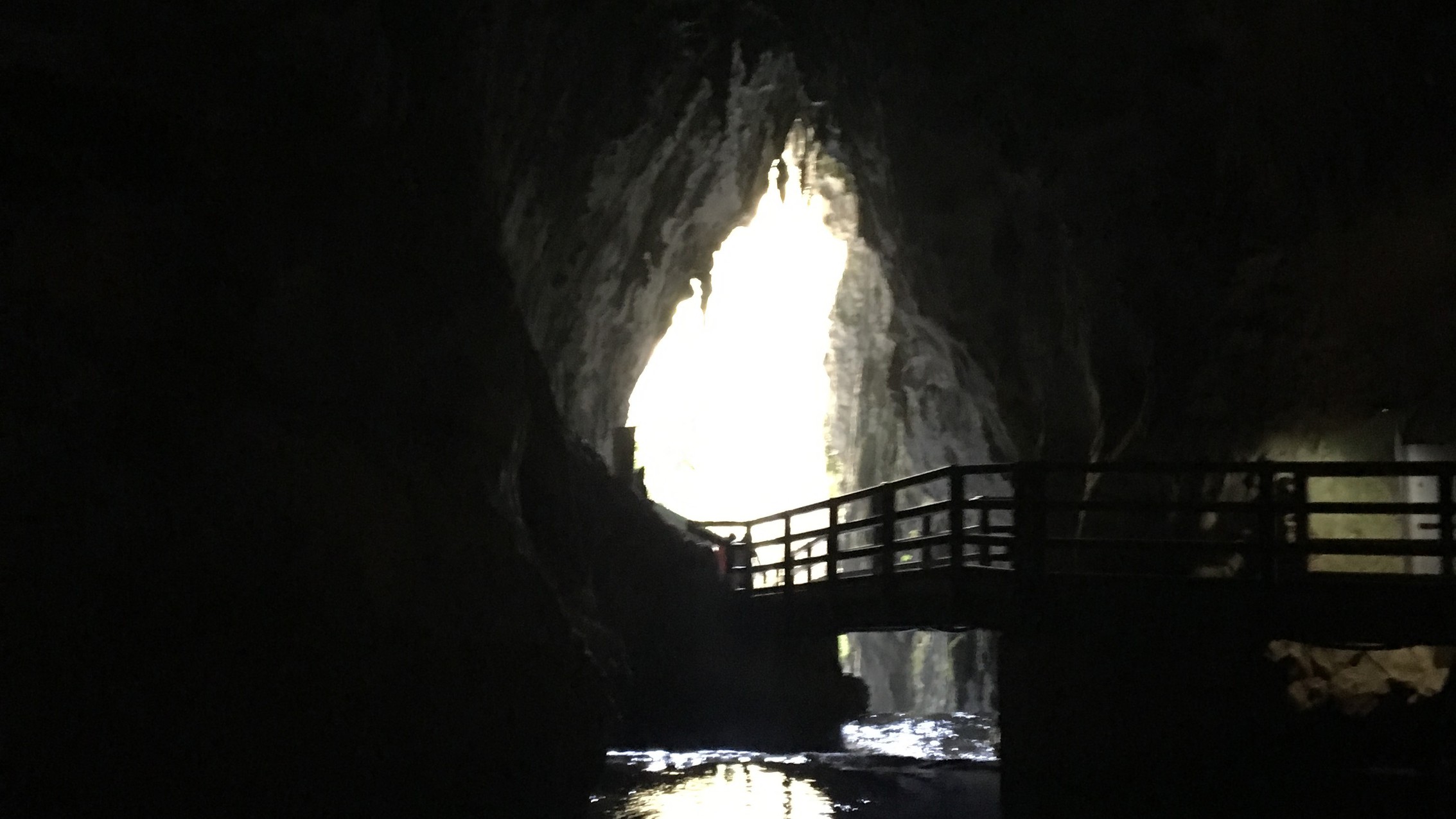 観光秋芳洞洞内から外の明かり