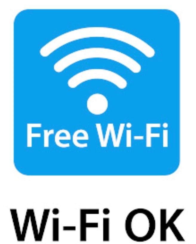 Free WiFi  館内では無料Wi-Fiをご利用いただけます。