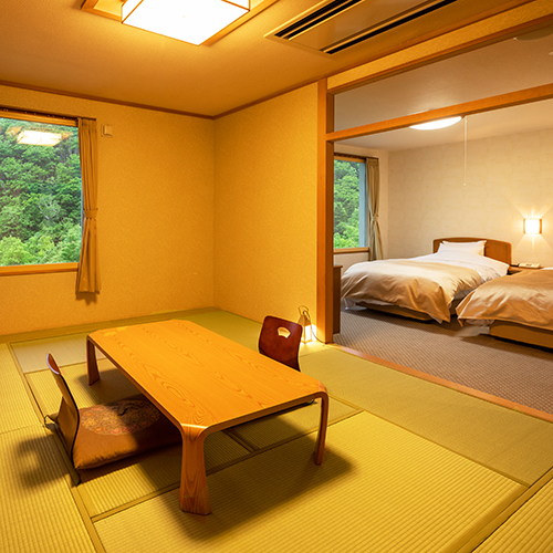 和洋室ツイン寝るときはベッドがいいけど和室の雰囲気も味わいたい、そんな方に必見のお部屋です