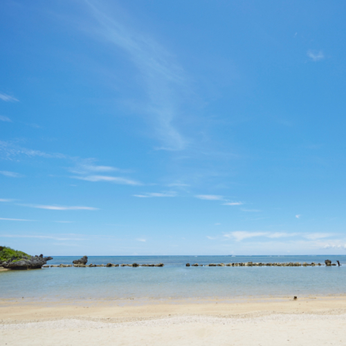 ホタテビーチ｜青い海、白い砂浜♪沖縄の海を満喫