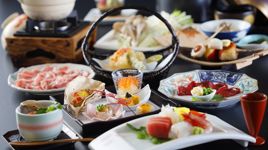 ［夕食］甲州名物馬刺しとクリスタルポークしゃぶしゃぶプラン