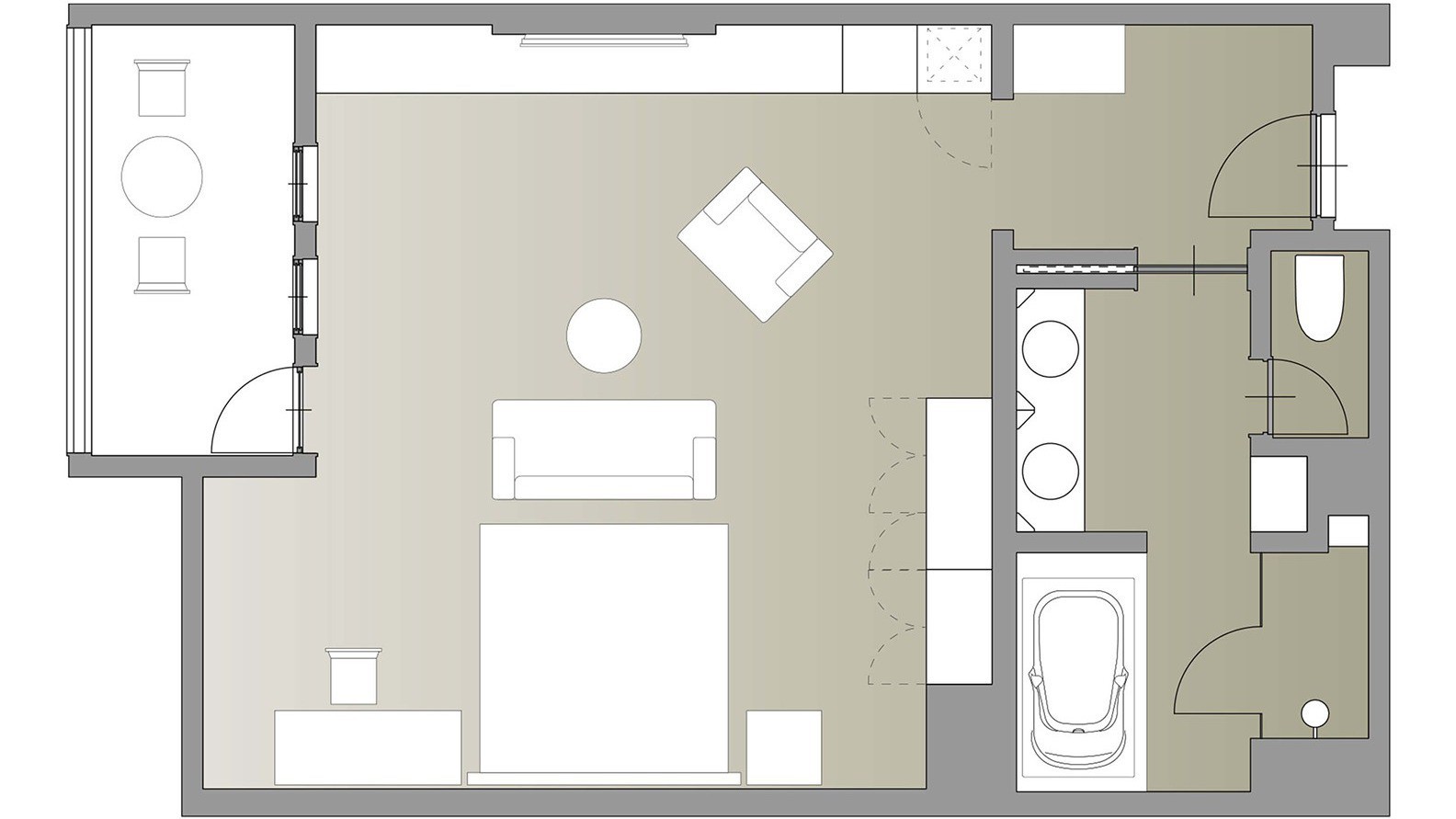 浅間ビューデラックスダブル／54〜58㎡／広々とした空間、大きな窓越しに見える浅間山の四季に癒される