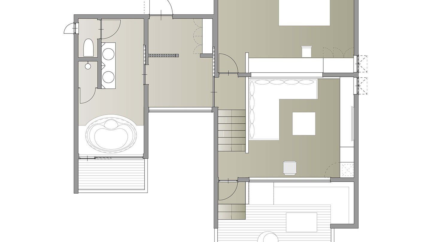 ヴィラスイート（ダブル）／66㎡／丘の上から浅間山を一望できる特別な客室。高級感溢れる贅沢なスイート