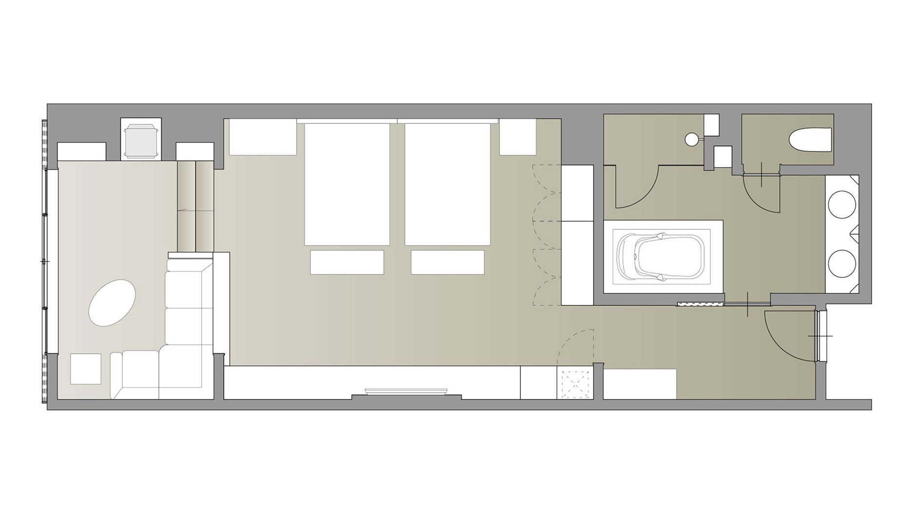プレミアツイン／60.3㎡／ベッド2台を並べた、ハリウッドツインタイプの客室