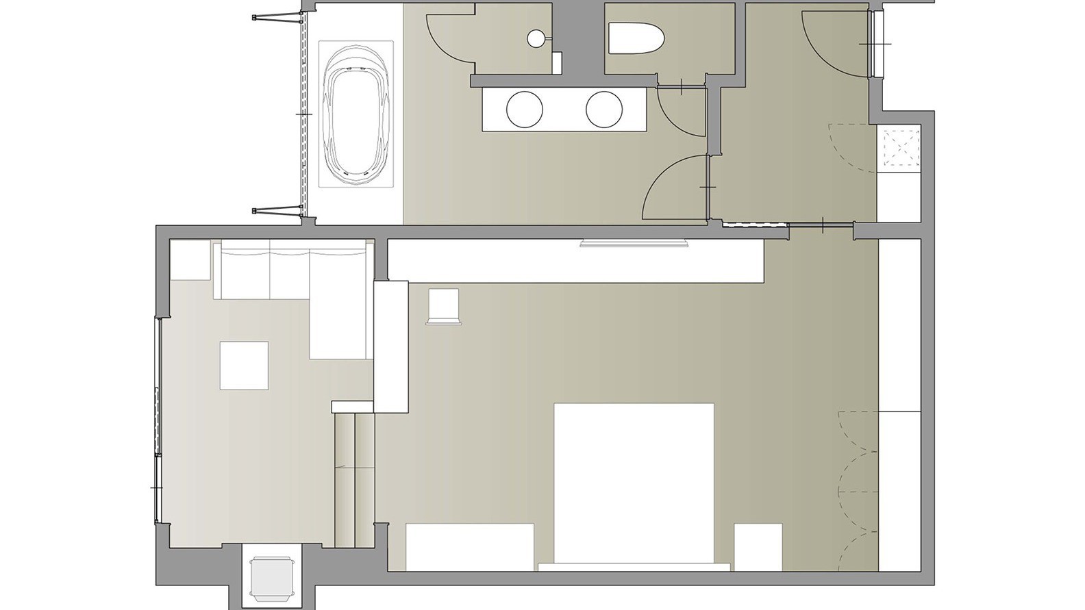 山の上スイート（ダブル）／60.7㎡／クラシカルな装いの中で、ゆったりとお寛ぎいただける贅沢な客室