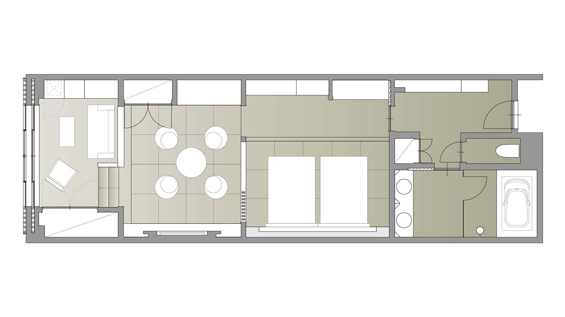 和室ジュニアスイート／68.8㎡／広々とした和の空間にベッドを配した客室