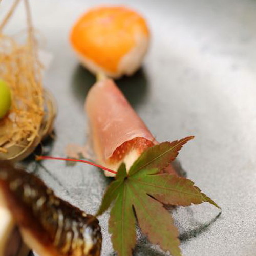 「三秋の古香里庵」創作懐石・前菜・無花果生ハム