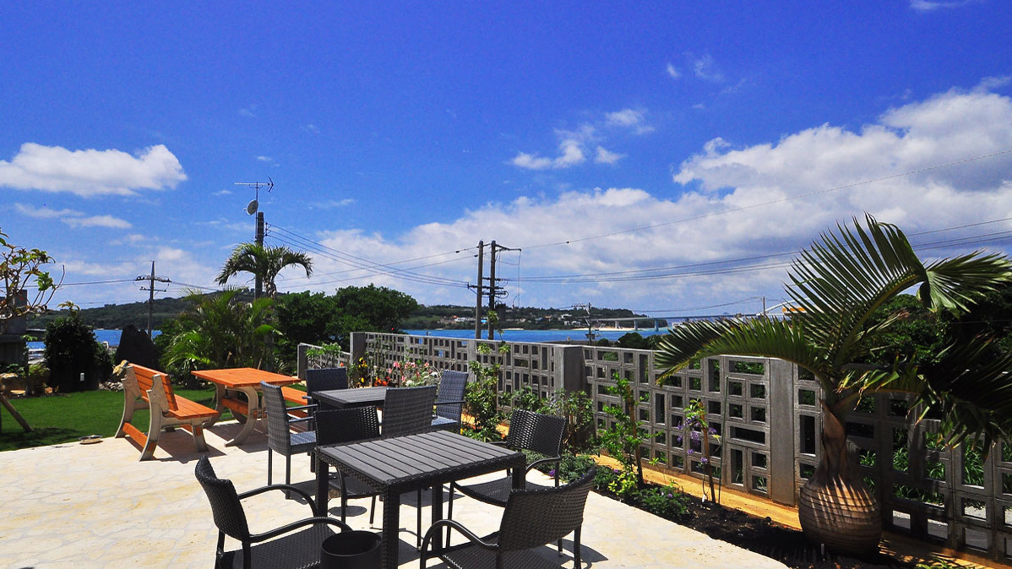 【敷地内共同ガーデン】沖縄ならではの青く澄んだ空と海！