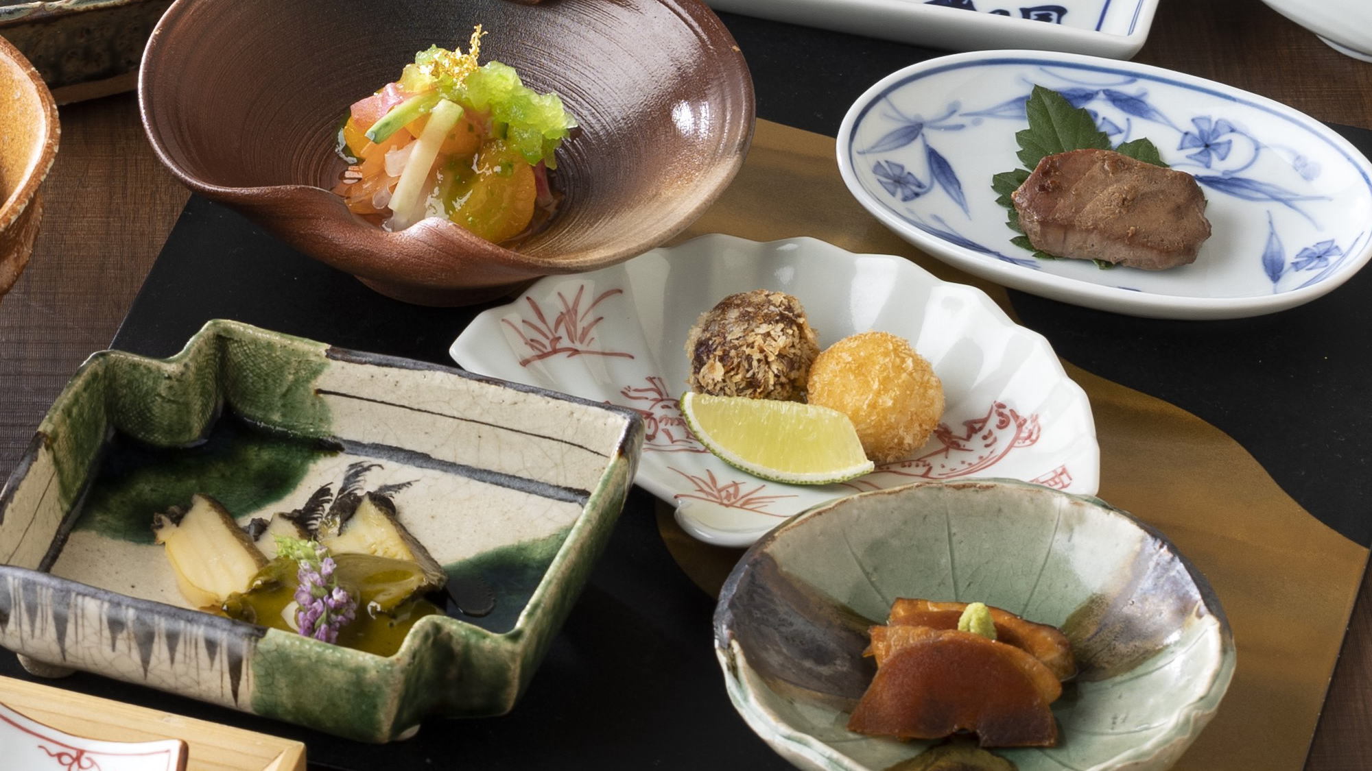 冬季特選創作会席：前菜五種の味覚料理