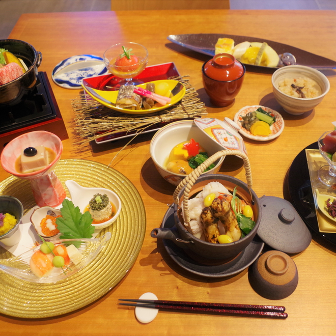   【ご夕食】一例。季節によって食材の変更の可能性があります