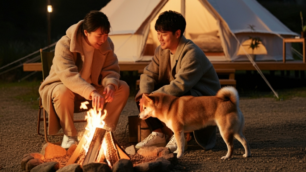 大切なパートナーと愛犬と共に、揺らめく炎を囲んでゆったりと流れる贅沢な時間をお過ごしください