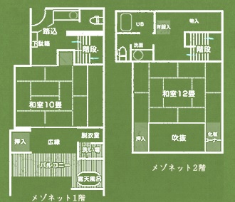 露天風呂付メゾネット客室（平面図）