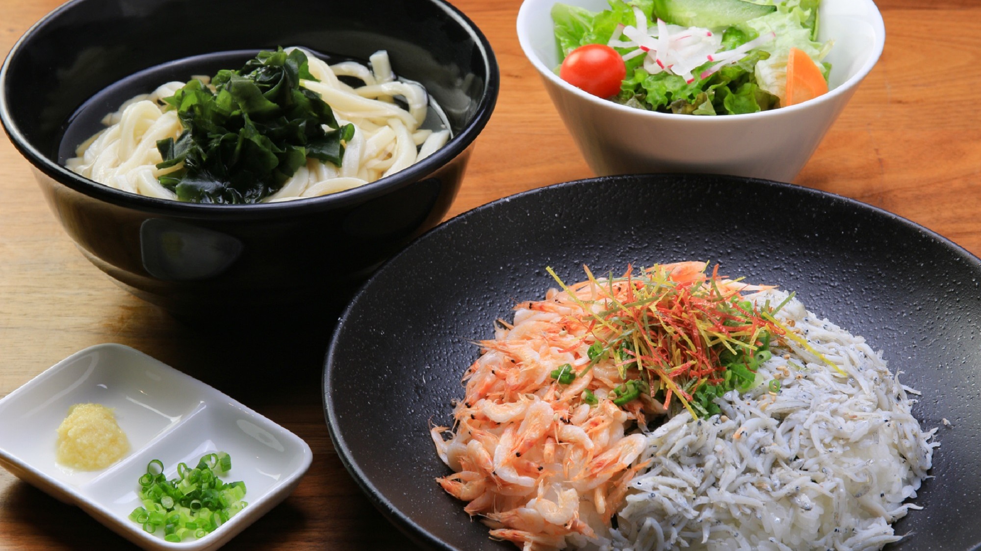 夕食付プラン＜桜海老としらすの二食丼とうどんセット藤沢野菜サラダ付＞