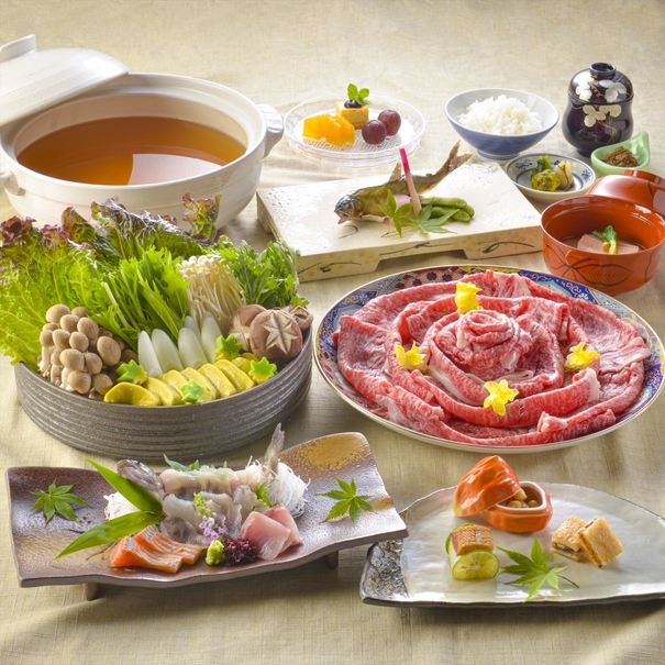 メインとして安曇川産味わい牛しゃぶしゃぶ