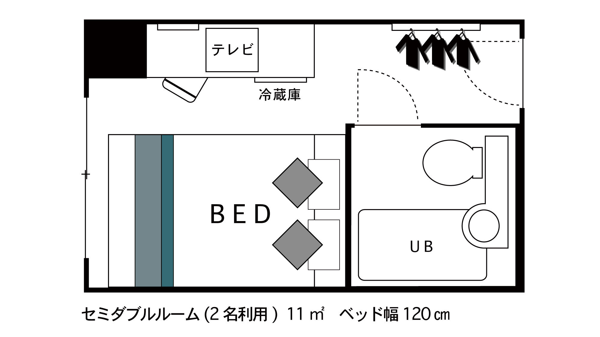 セミダブルルーム間取り図