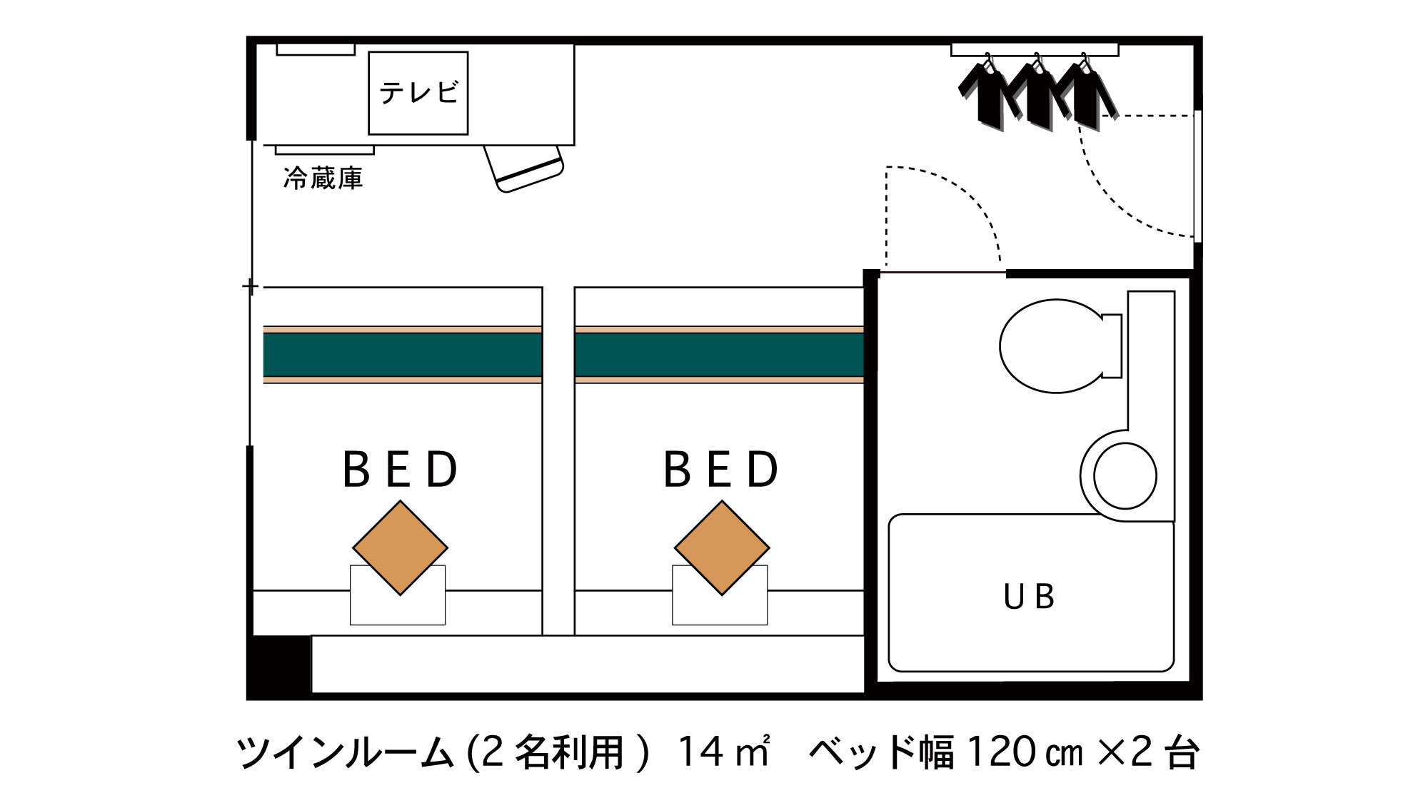 ツインルーム間取り図