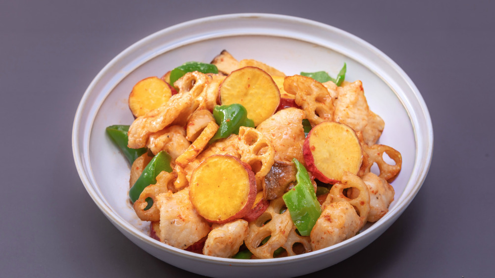 鶏胸肉と秋野菜の甘酢あんかけ