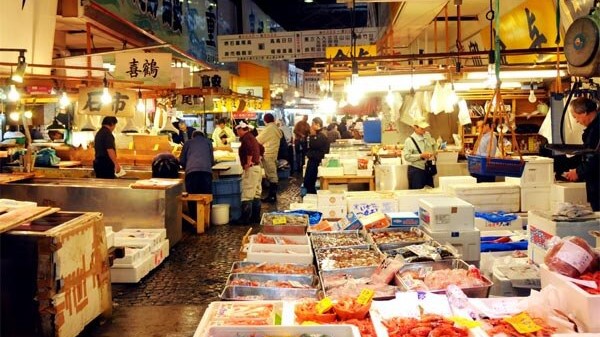 【築地市場】大門駅(都営大江戸線約5分)→;築地市場駅