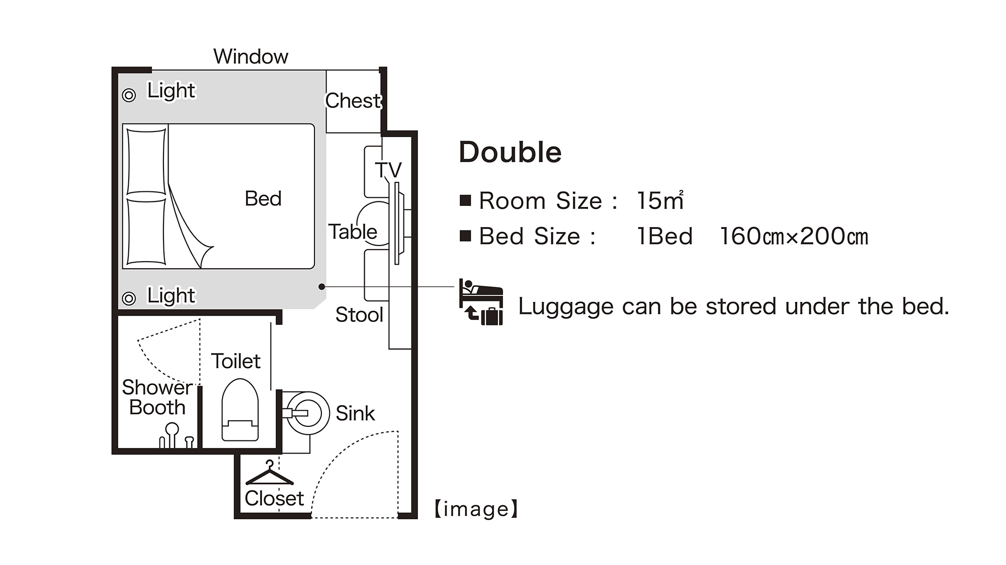 【15平米】ダブル平面図イメージ