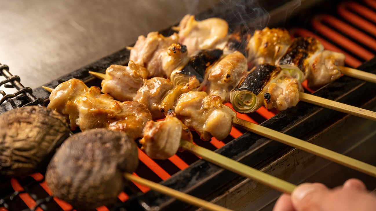 【ご夕食一例】「五桜料理」お酒のアテにもぴったりな焼き鳥も各種ご用意しております。
