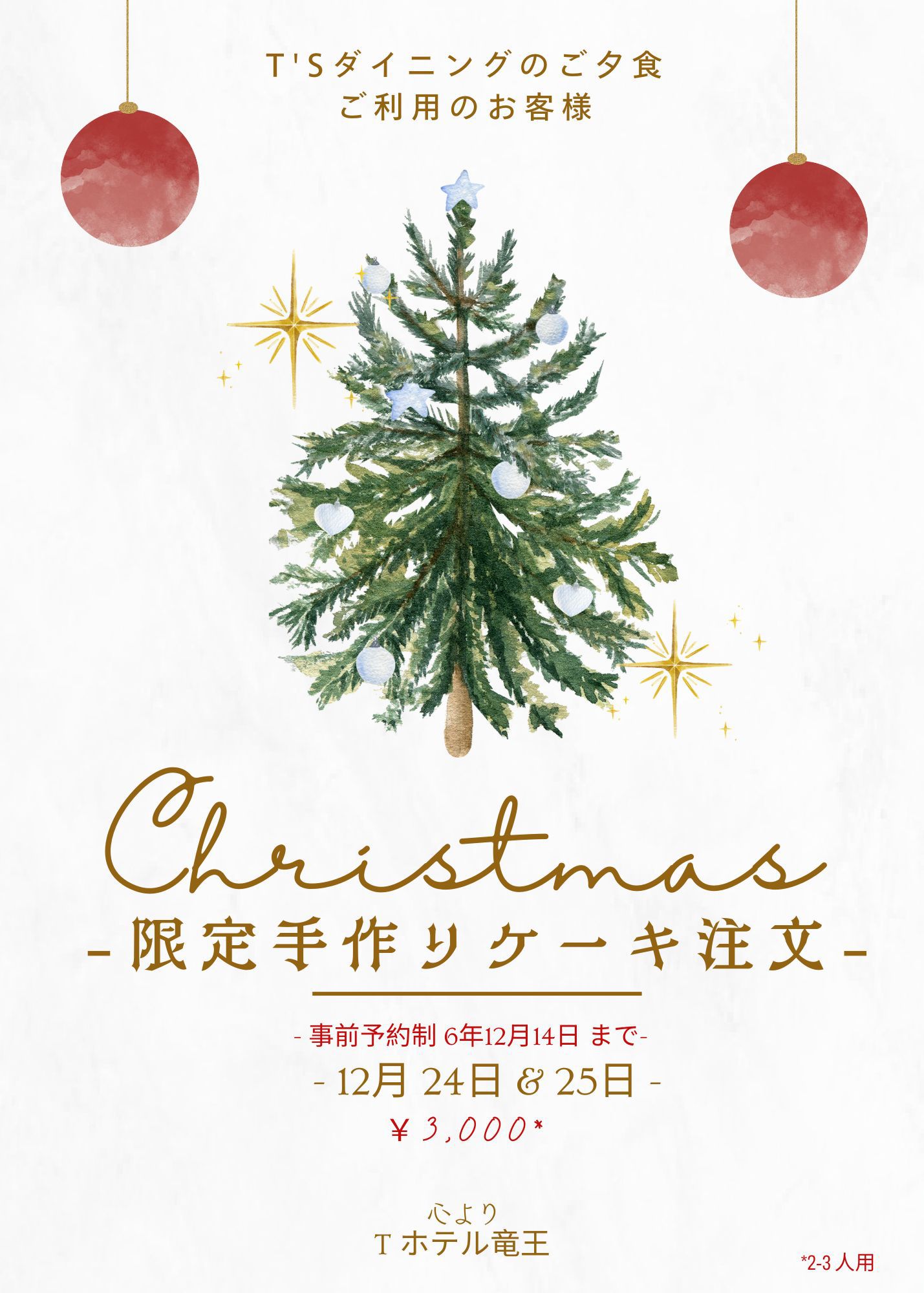 クリスマス手作りケーキ注文2024-25