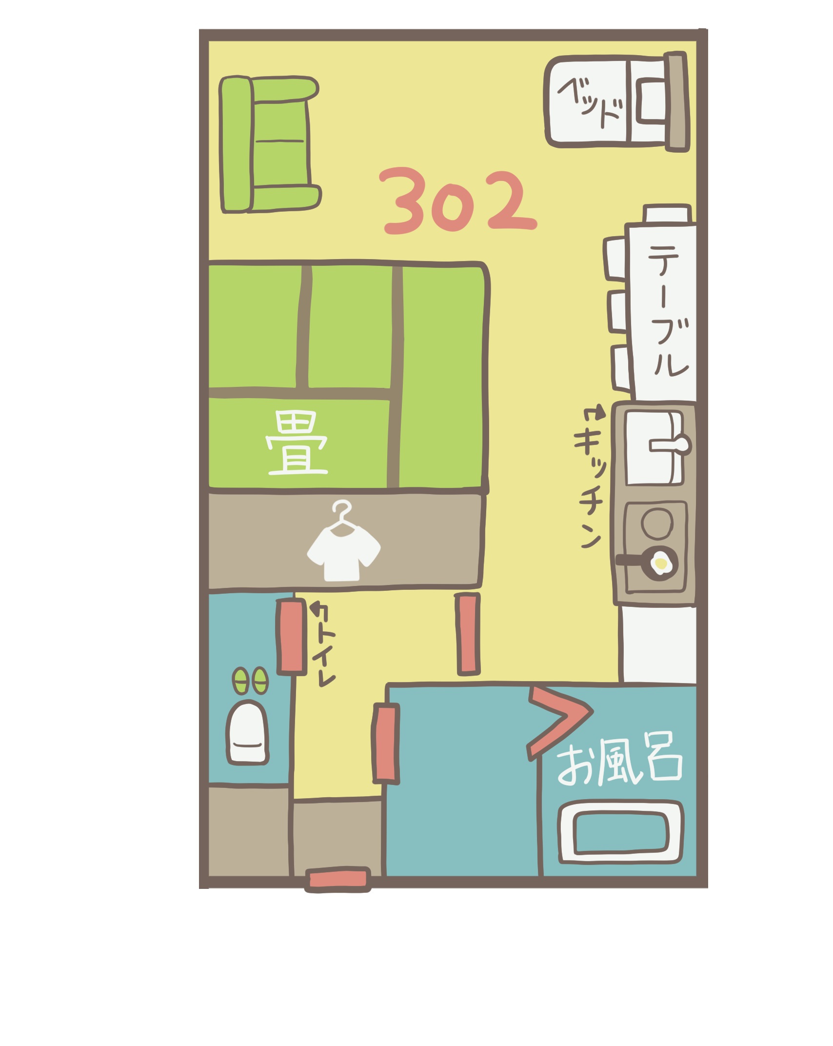 個室302号室間取り図