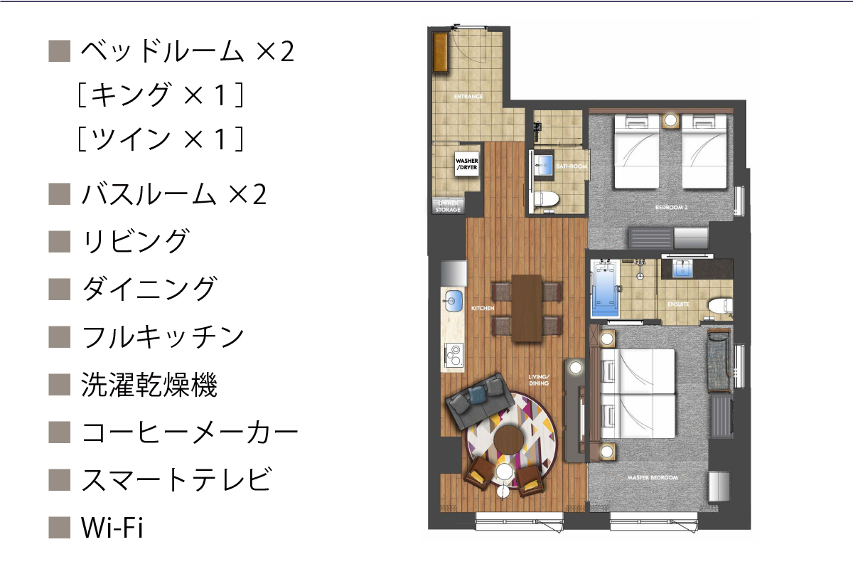 ２ベッドルーム プレミアムスイート平面図