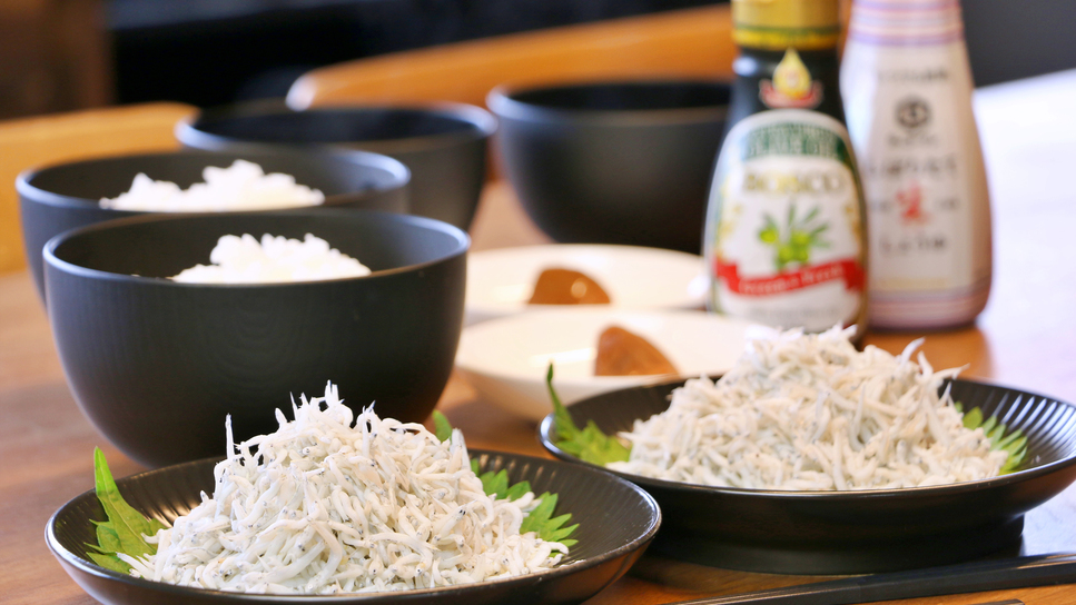 【朝食】セルフサービスでしらす丼 (2)