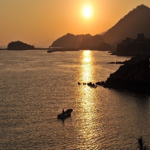 仙酔島からの夕陽