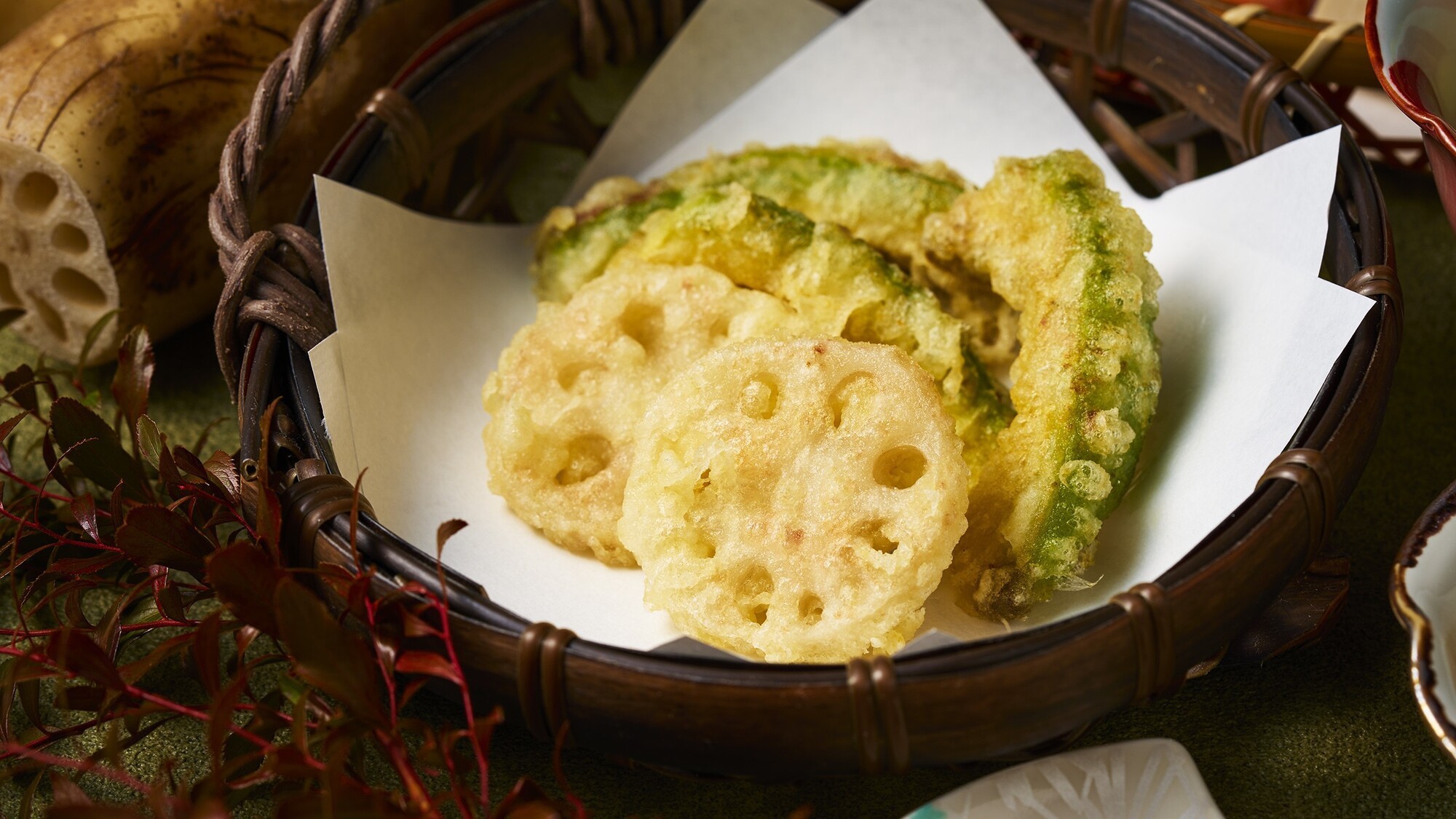 蓮根とアボカドの天婦羅