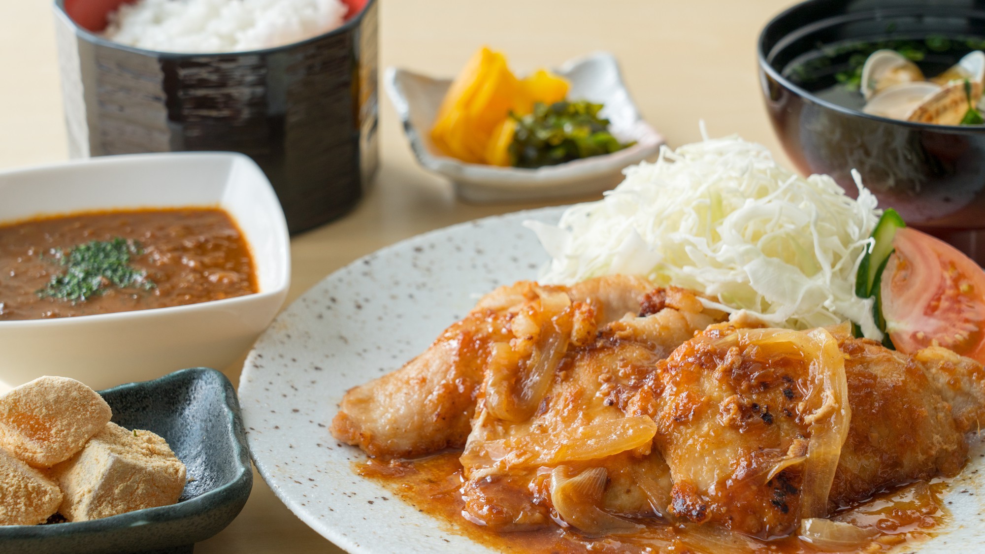 泉天空：朝食(生姜焼き)