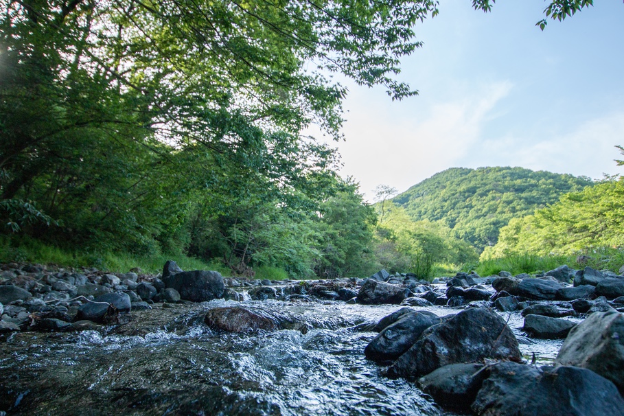 【風景】一級河川と山々