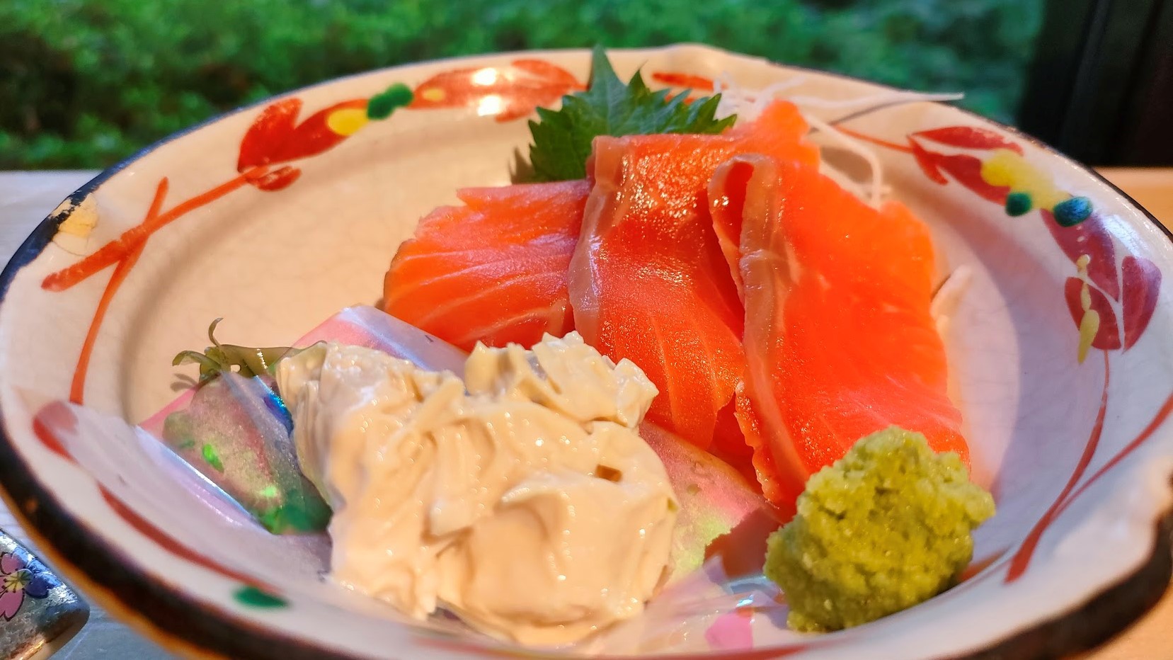 夕食一例｜お刺身は季節により変わります。日光名産の湯葉のお刺身が出る日も