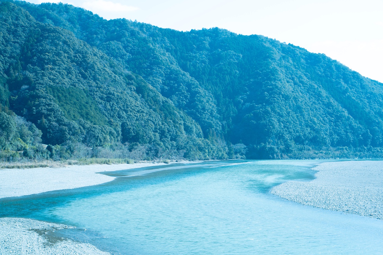 宿のそばを流れる熊野川