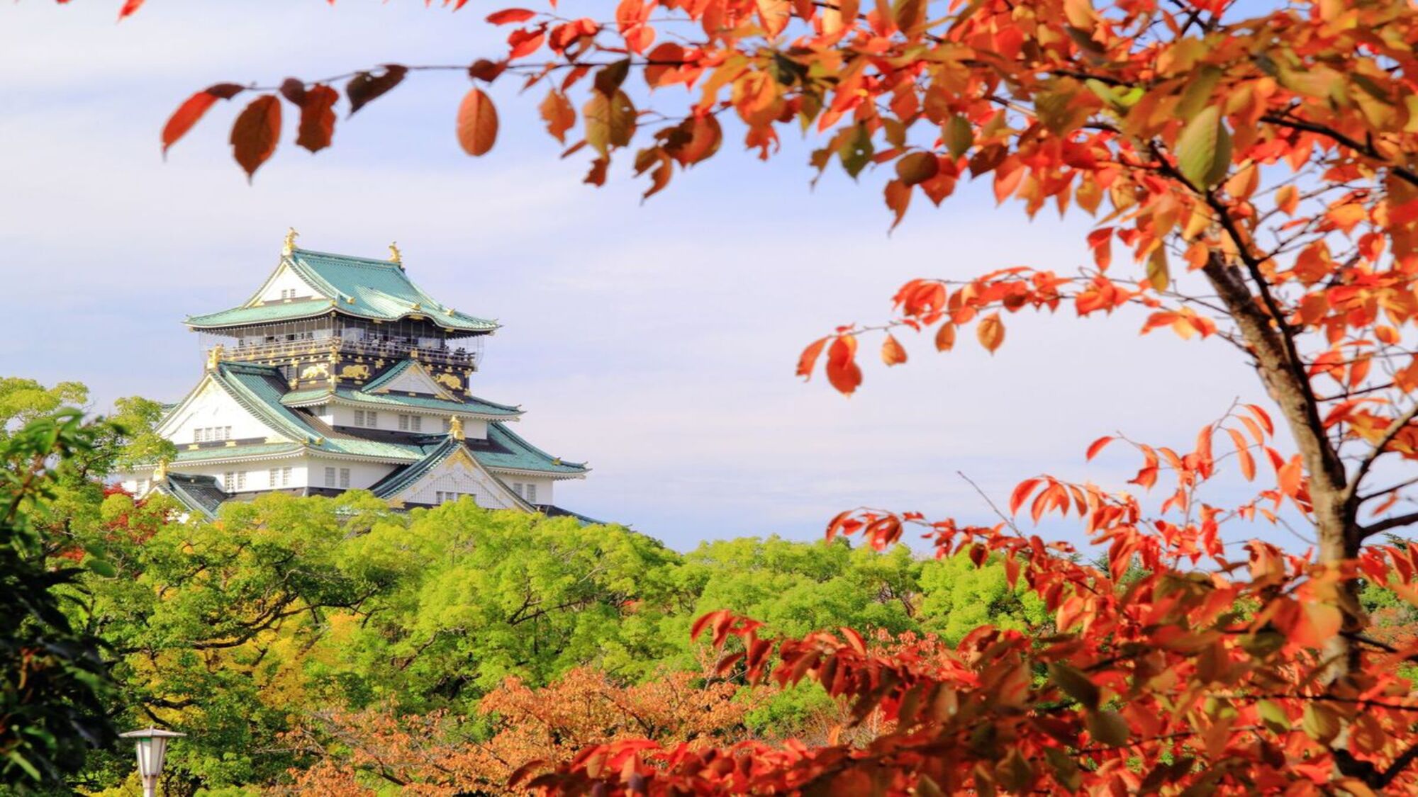 【大阪城】広大な敷地を誇る大阪城公園。四季の移ろいをお楽しみください。