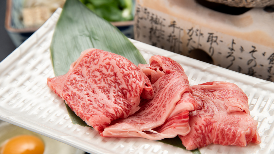 *【夕食（一例）】黒毛和牛のとろける大和牛をすき鍋で