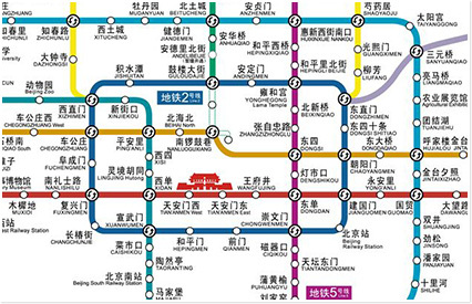 北京地下鉄2号線、北京駅B出口より0.18km、徒歩3分です。