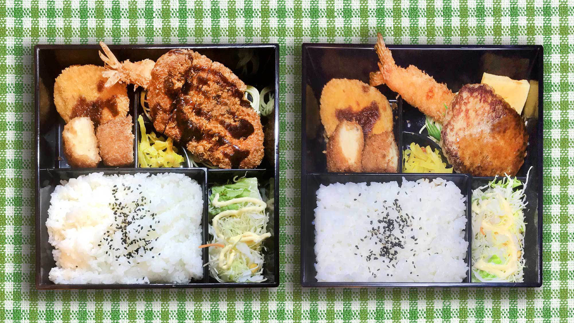 夕食お弁当（ハンバーグDX弁当 or トンカツDX弁当）