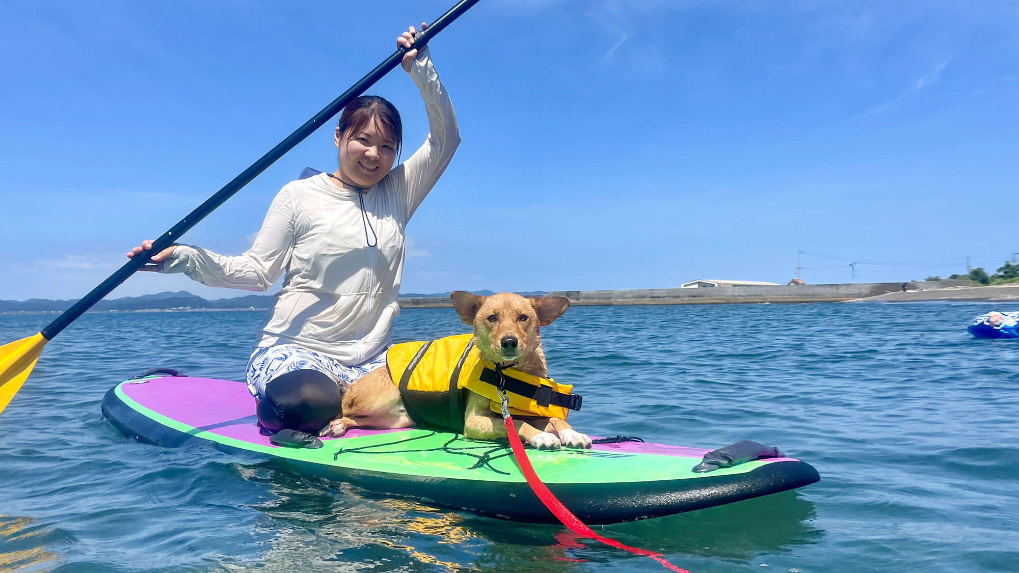 ・【Dog SUP(有料）】中型犬が乗っても余裕があります