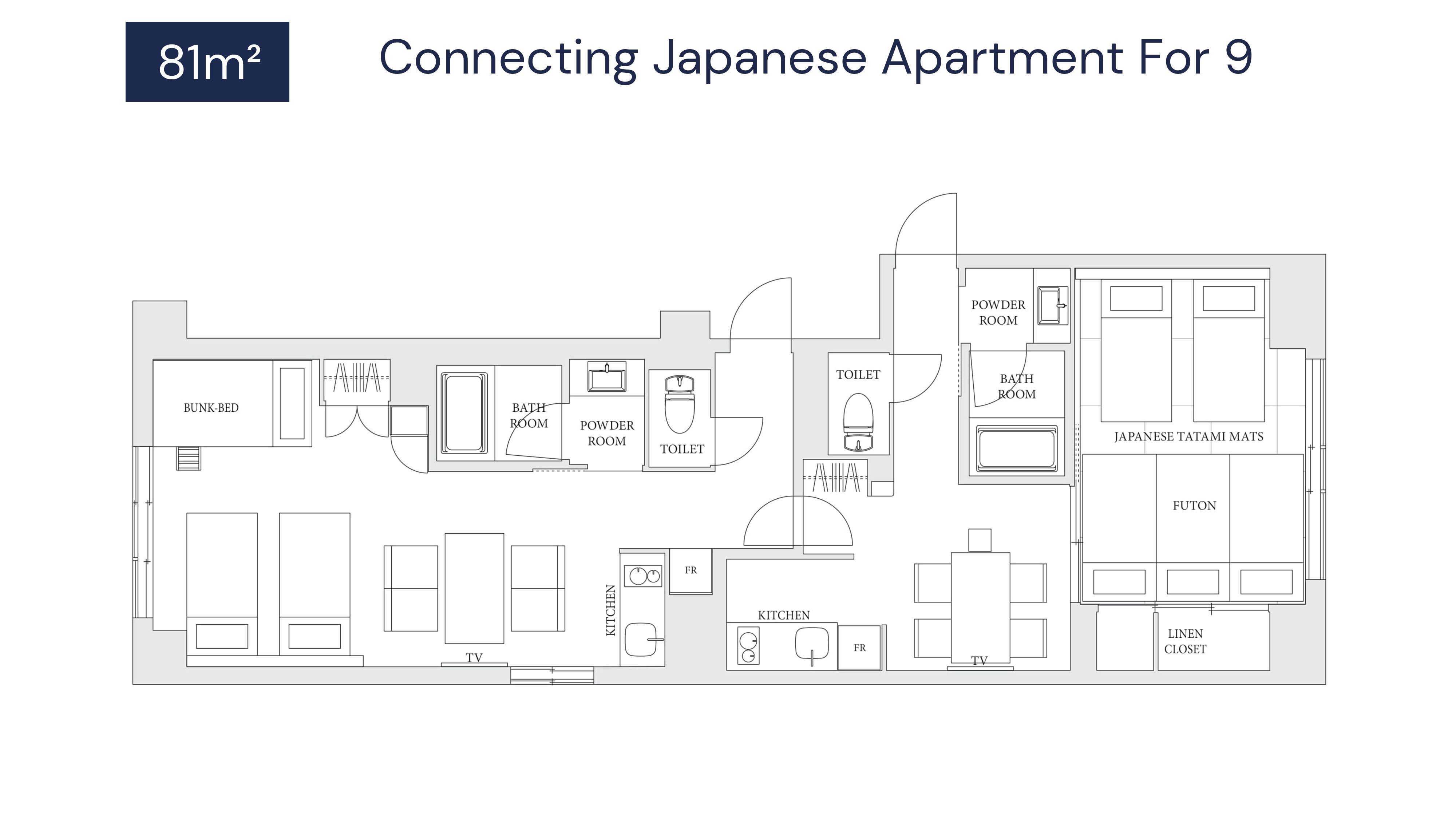 コネクティングジャパニーズアパートメント 9人用 間取り