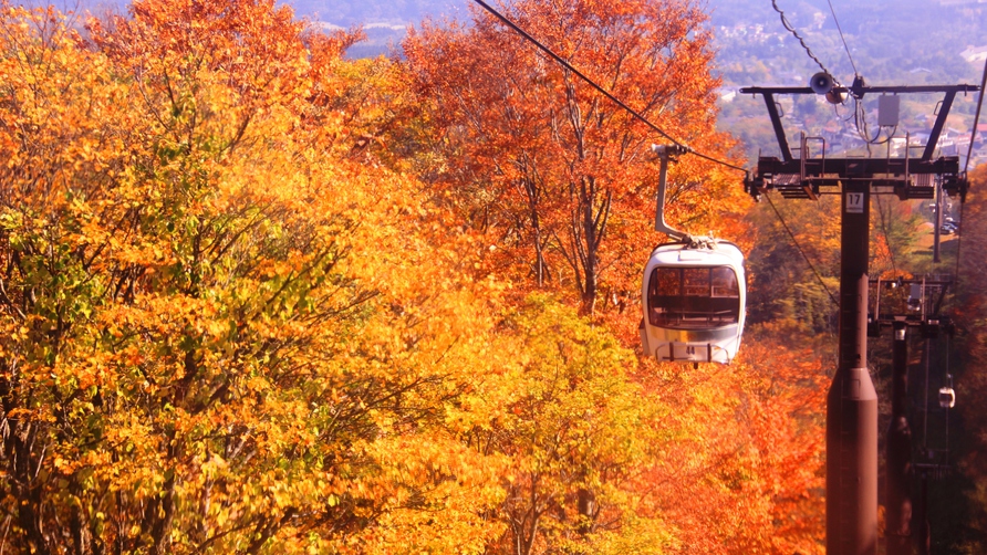 【妙高高原スカイケーブル】秋の燃え立つ紅葉が人気です。当館から車4分、徒歩30分です。