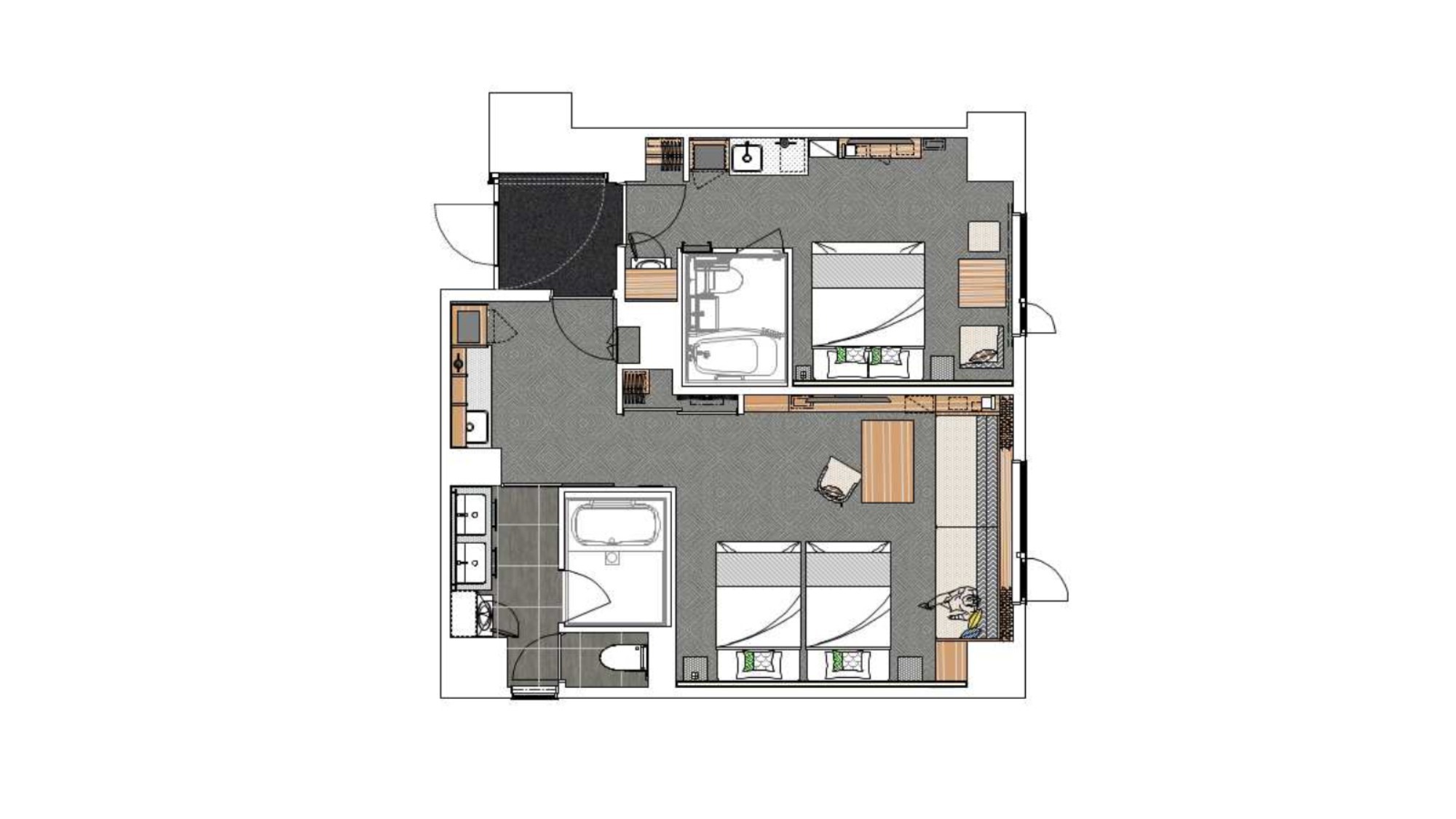 アジョイニングルームB 20平米＋41平米｜扉を開けると2つのお部屋！ファミリー・グループ向け客室