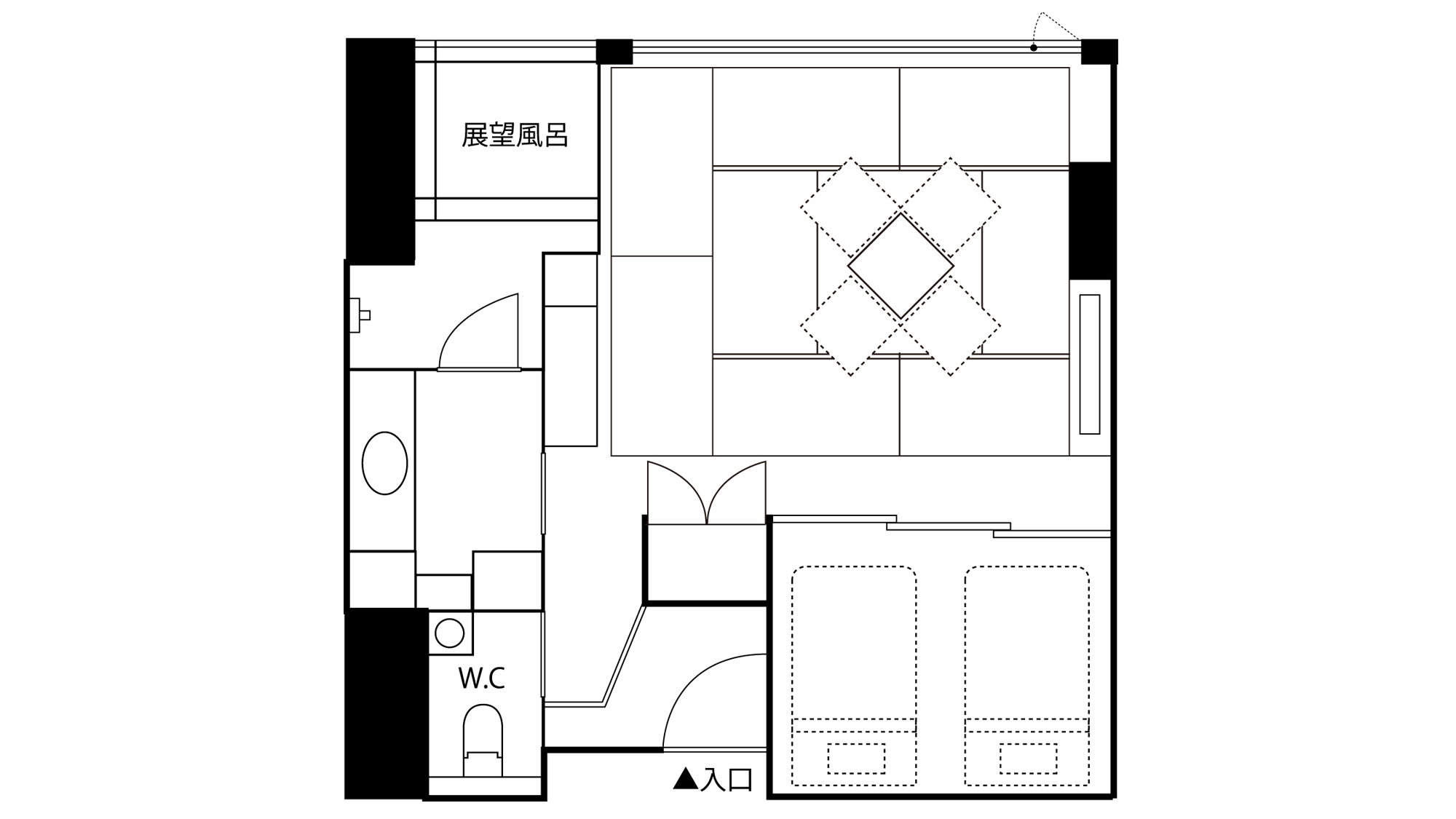 客室温泉展望風呂付和洋室