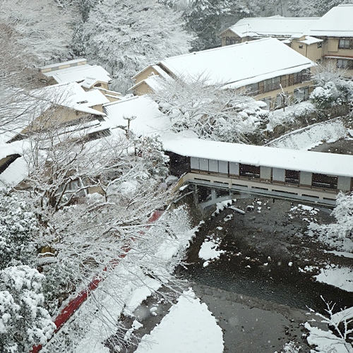 【絶景の宿】冬の雪景色1年に2，3日は雪で真っ白に覆われる日があり、幻想的な雰囲気に包まれます。