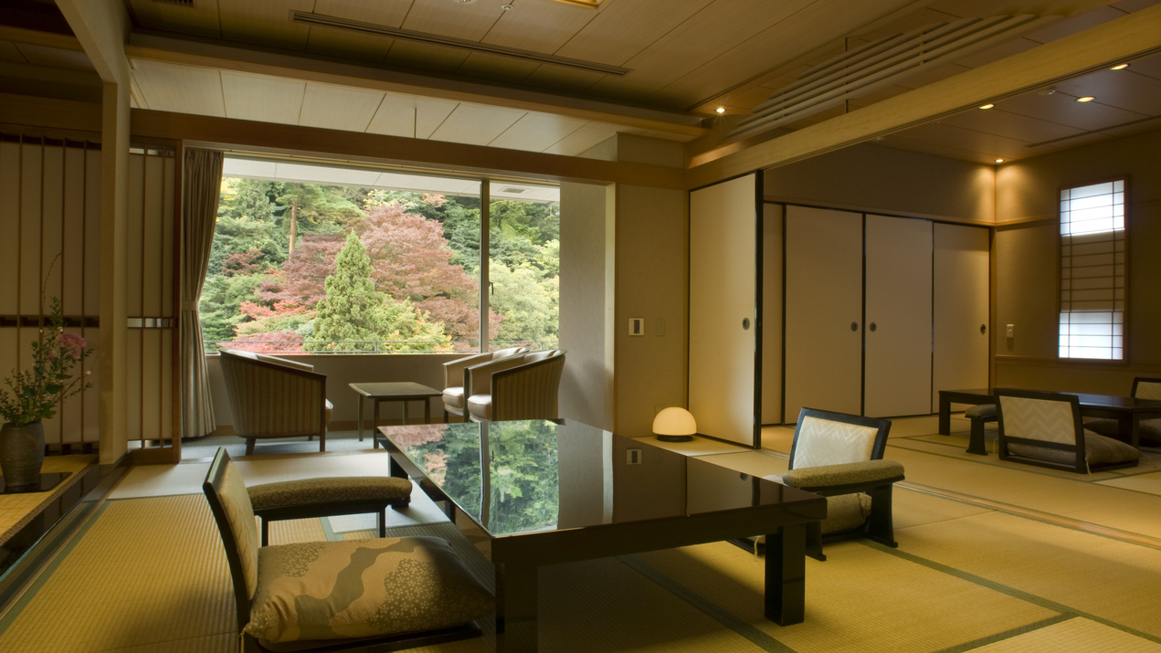 【角部屋確約】優雅な和室12帖＋8帖＋広縁（10㎡）：定員2〜6名様