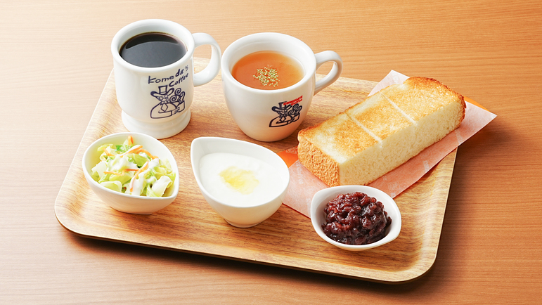 コメダ珈琲店の選べる朝食定番トーストセット名古屋名物おぐらあん